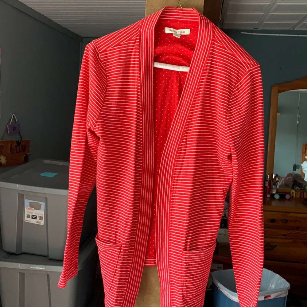 Red Striped Cardigan